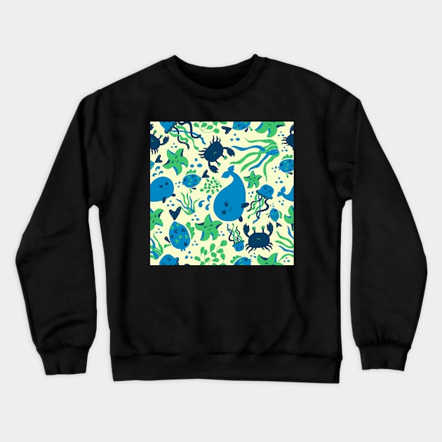 Ocean Animals Crewneck Sweatshirt by sarakaquabubble